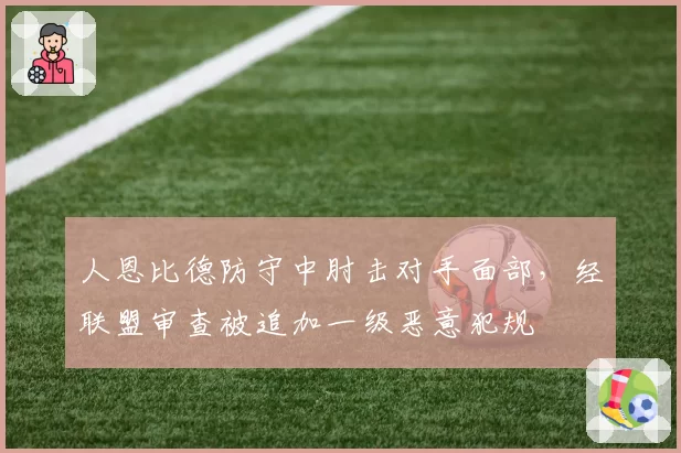 人恩比德防守中肘击对手面部，经联盟审查被追加一级恶意犯规